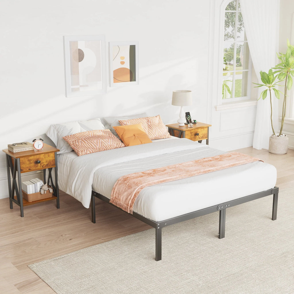 Full Size Heavy Duty Platform Bed Frame with Underbed Storage K5973