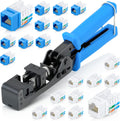 Speed Termination Tool Set with 10 Blue & 10 White Cat6/5e Female Connectors S2792