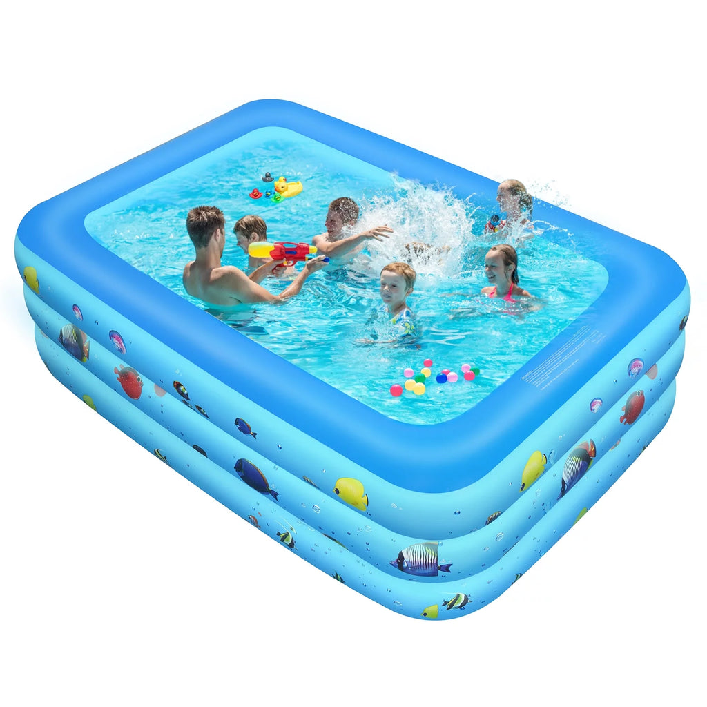 Inflatable Pool, Thickened Kiddie Pool, BPA-Free, 6.9 x 5 x 1.8 ft, Blue C48653
