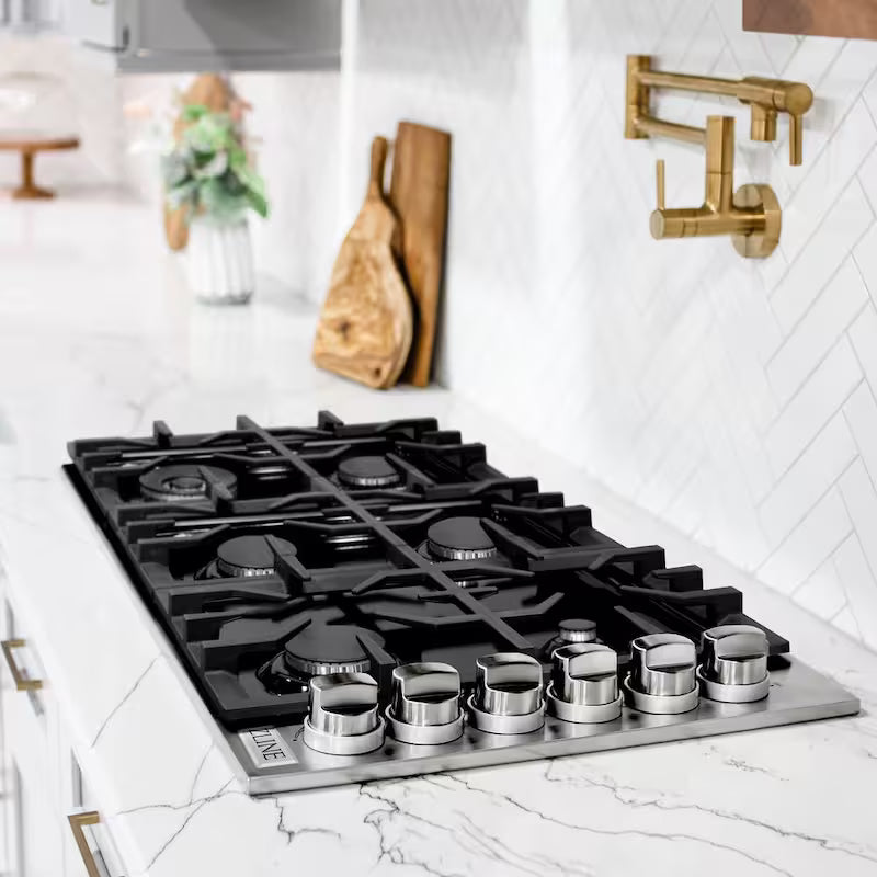 6 Burner Porcelain Gas Cooktop in Stainless Steel L8554