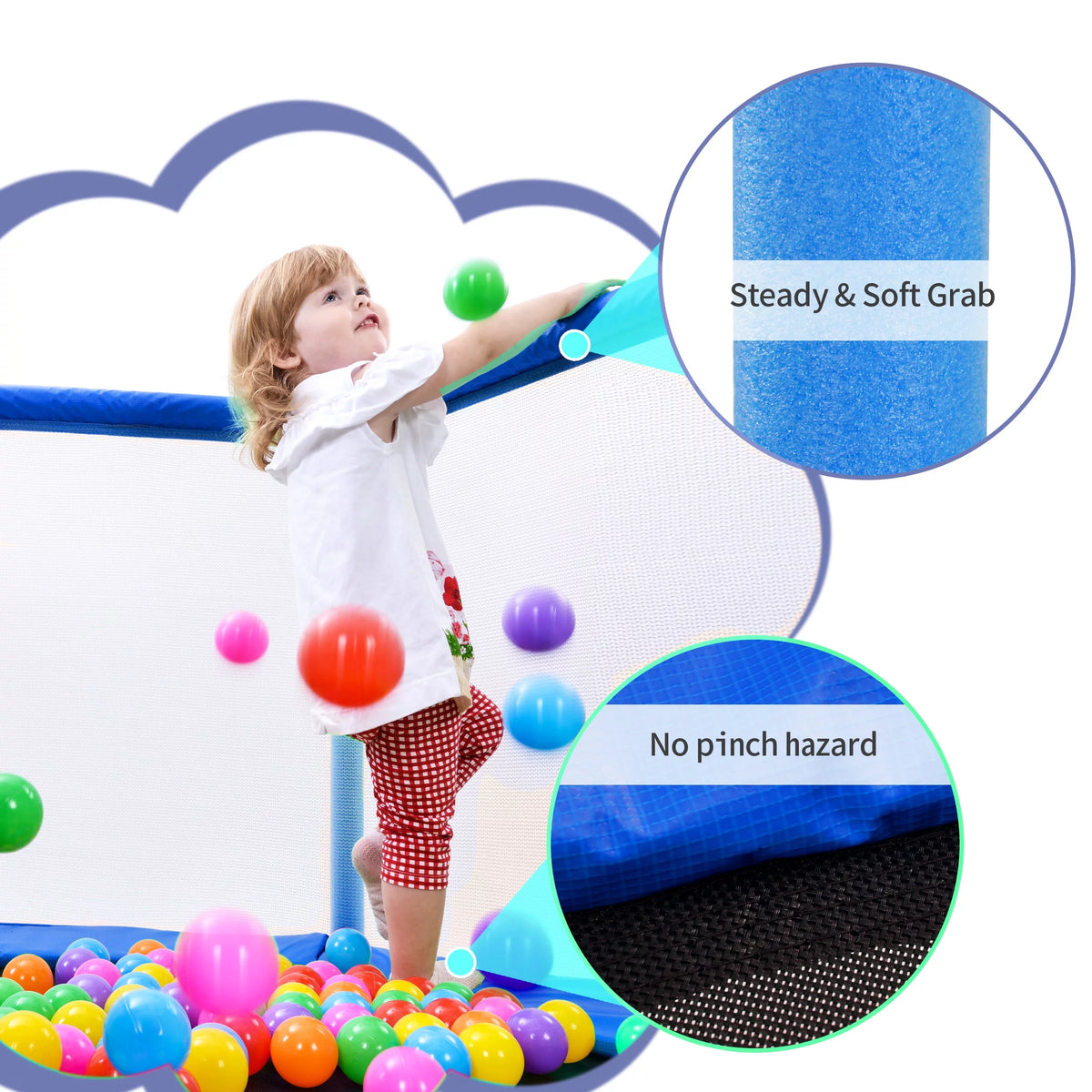 55'' Trampoline with Enclosure Net and Balls D531