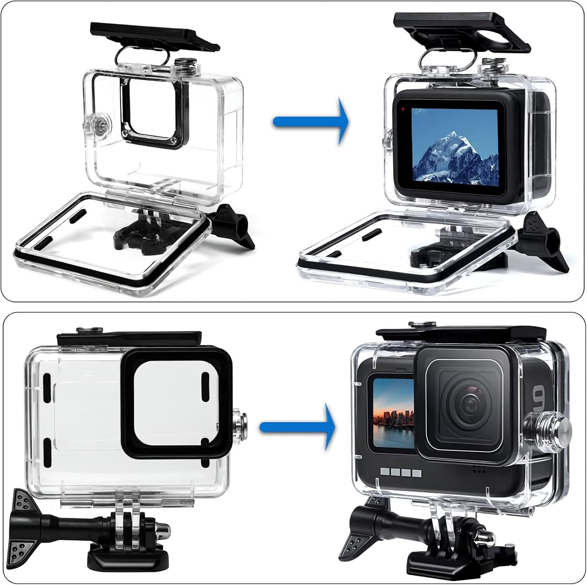Accessories Kit Waterproof Housing Case Filter Protector Lens Screen Tempered Glass Mount Set B129331
