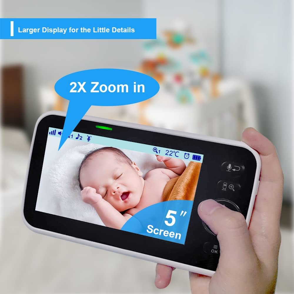 Baby Monitor with Camera and Audio, 5 Inch Video Baby Monitor I469