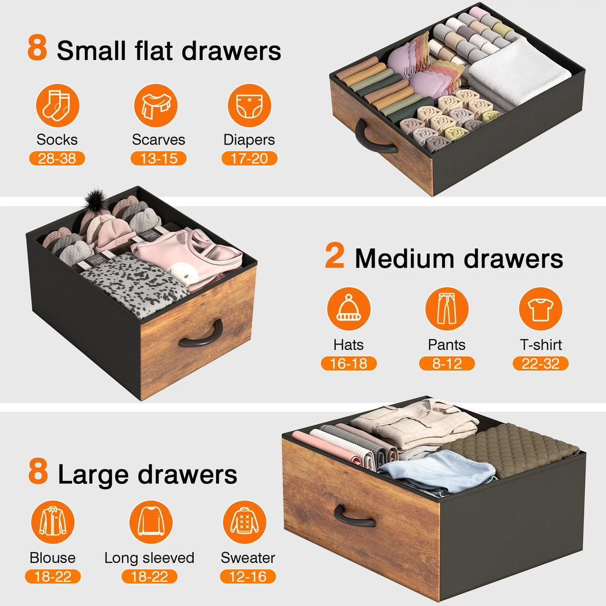 Rustic Brown 18 Drawer Fabric Dresser E4636