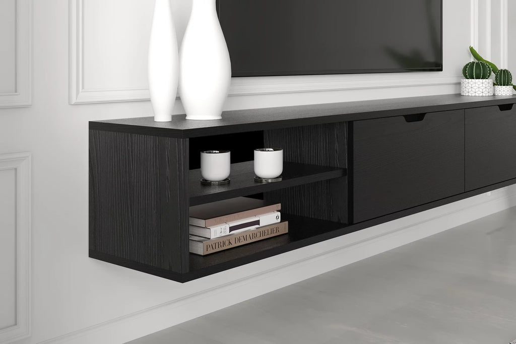 Black Wood 71 inch Tv Stand N368