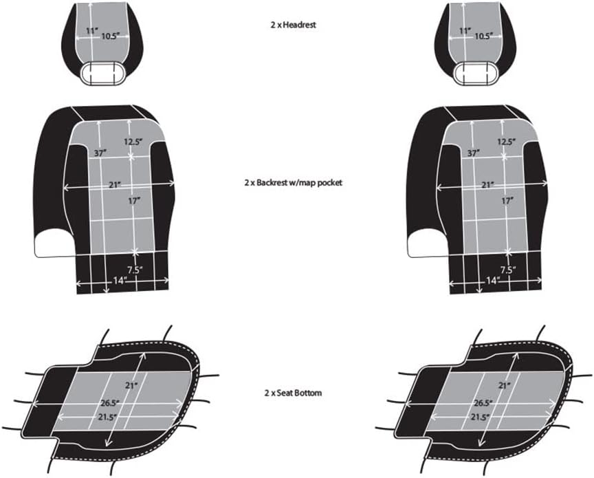 Custom Fit Pickup Truck Neoprene Front Seat Covers Gray Black A3305