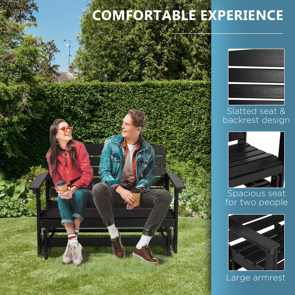 Black HDPE Double Patio Glider Bench S5639
