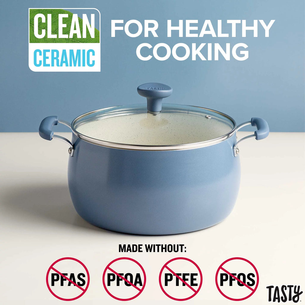 Slate Blue 5 Quart Non-Stick Ceramic Dutch Oven with Glass Lid X496