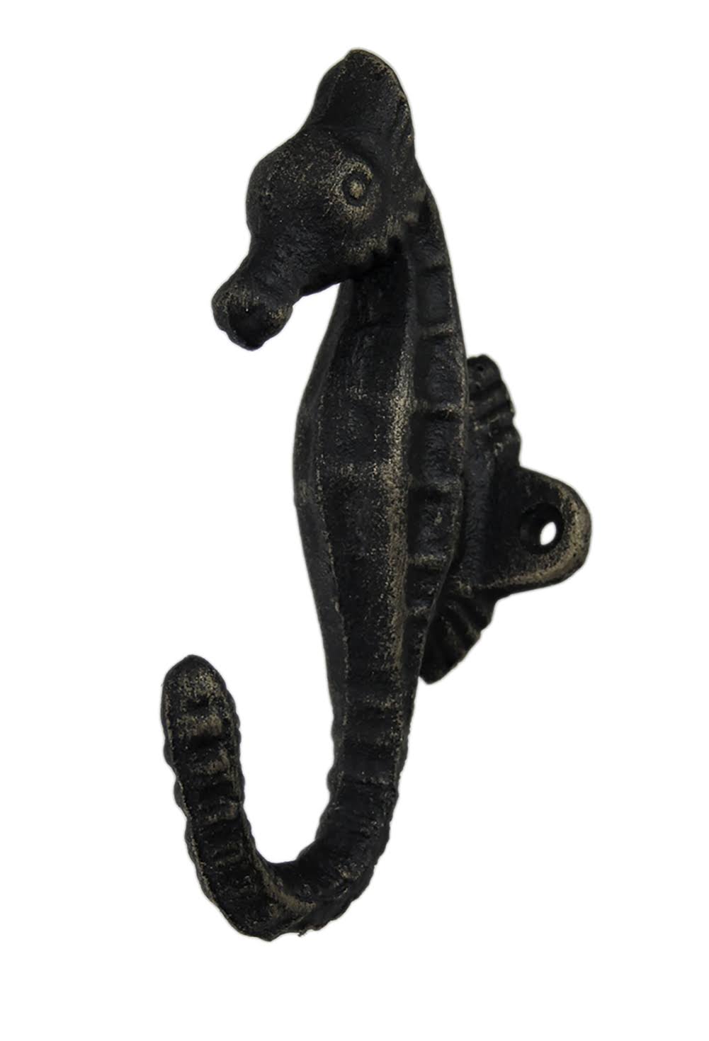 Set of 4 Faux Aged Bronze Finish Cast Iron Seahorse Wall Hooks G20994