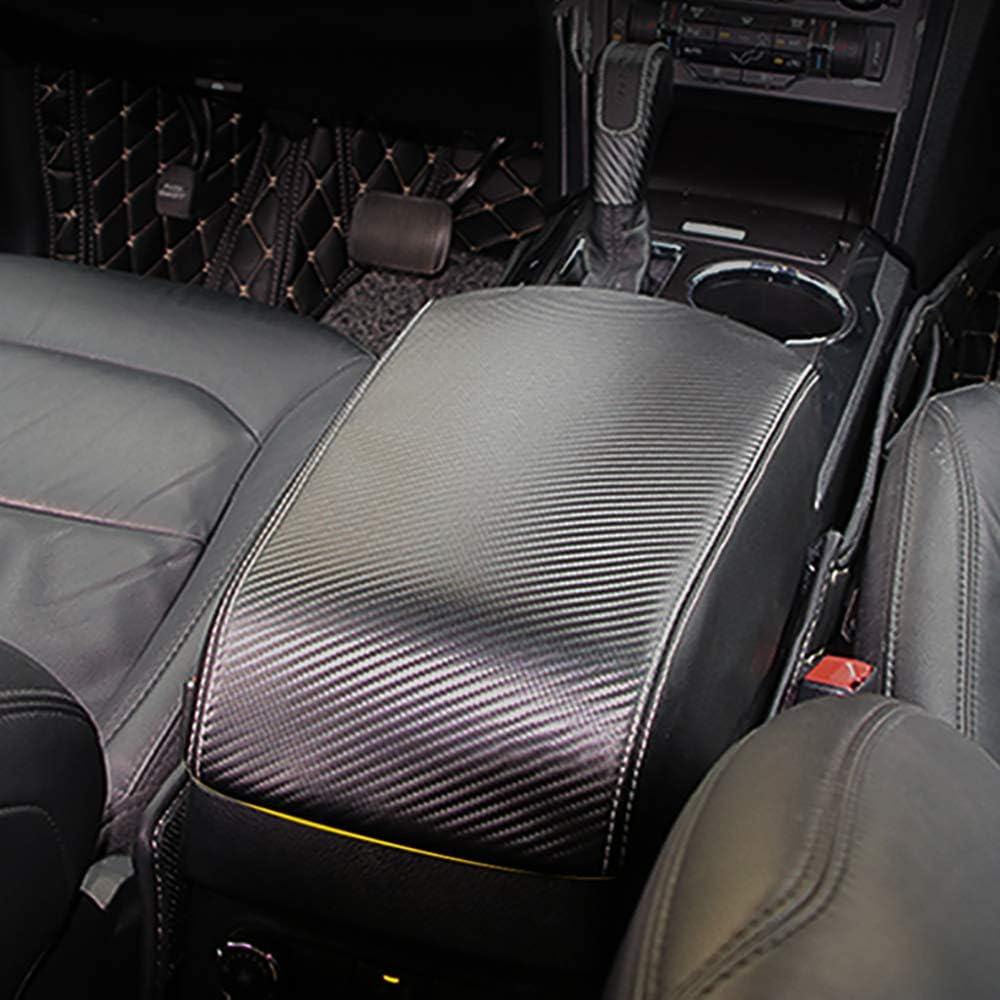 Black Leather Center Console Armrest Cover T838613