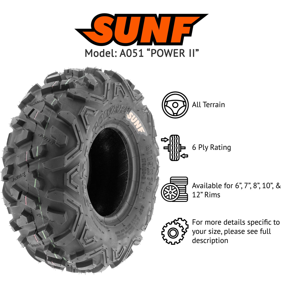 All Terrain ATV UTV Tires 26x9-12 6 PR W116