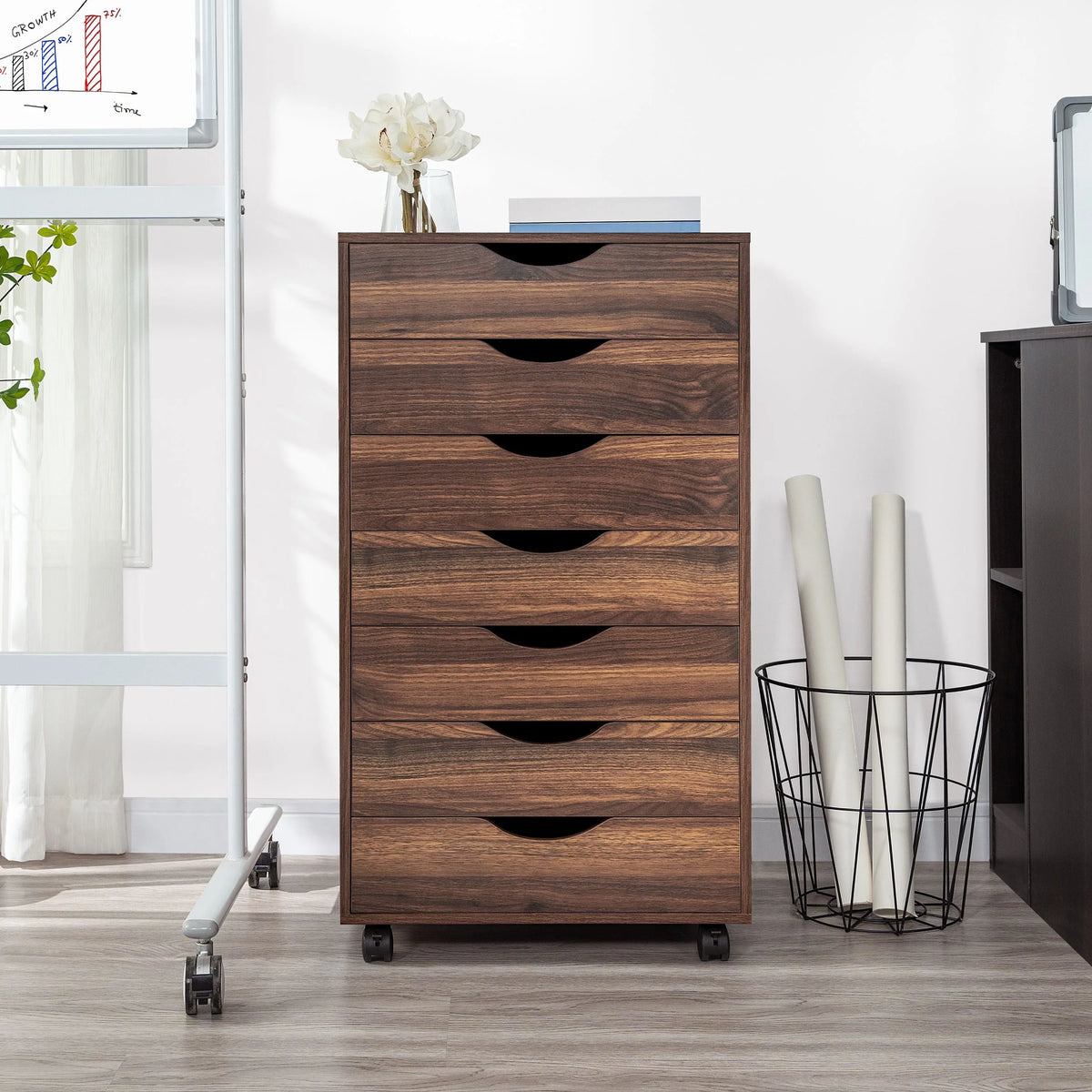 6 Drawer Grey Dresser with Wheels O847103