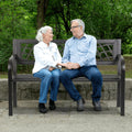 Black Outdoor Garden Bench with Armrests B4628