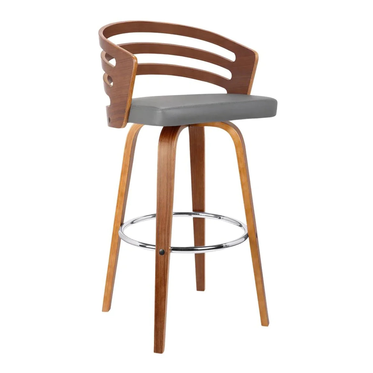 26" Faux Leather Wood Swivel Counter Stool M824
