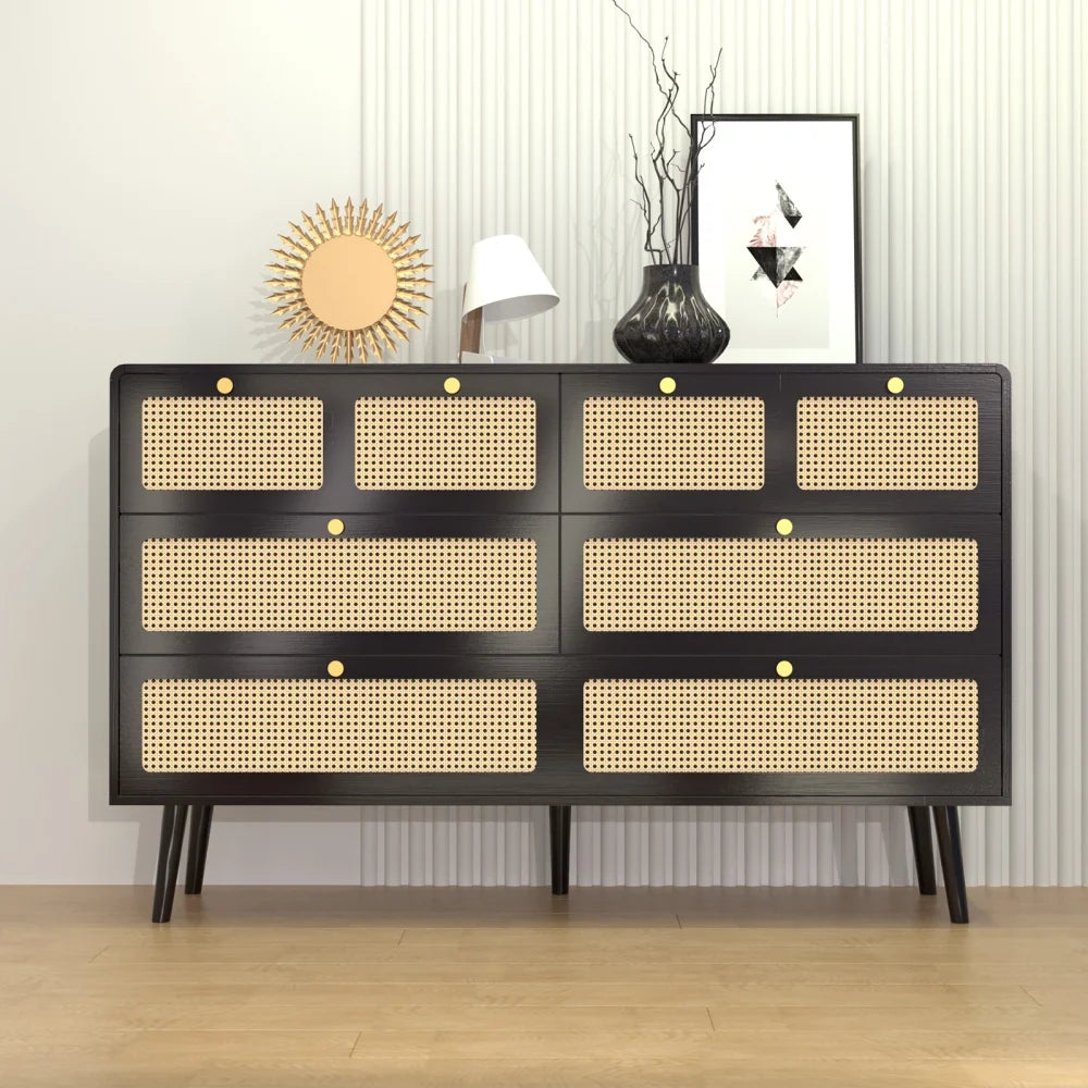 6 Drawer Rattan Wood Dresser L42219