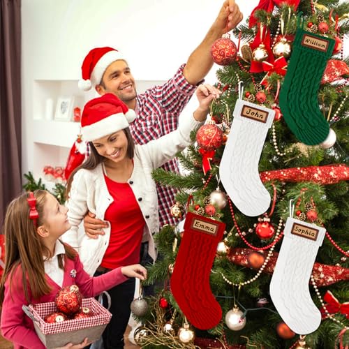 Knitted Christmas Stockings Set of 4 White Red Green Z683662