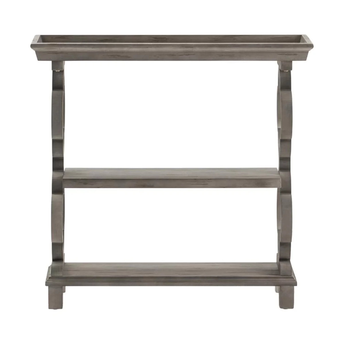 Grey Quatrefoil Console Table Q158