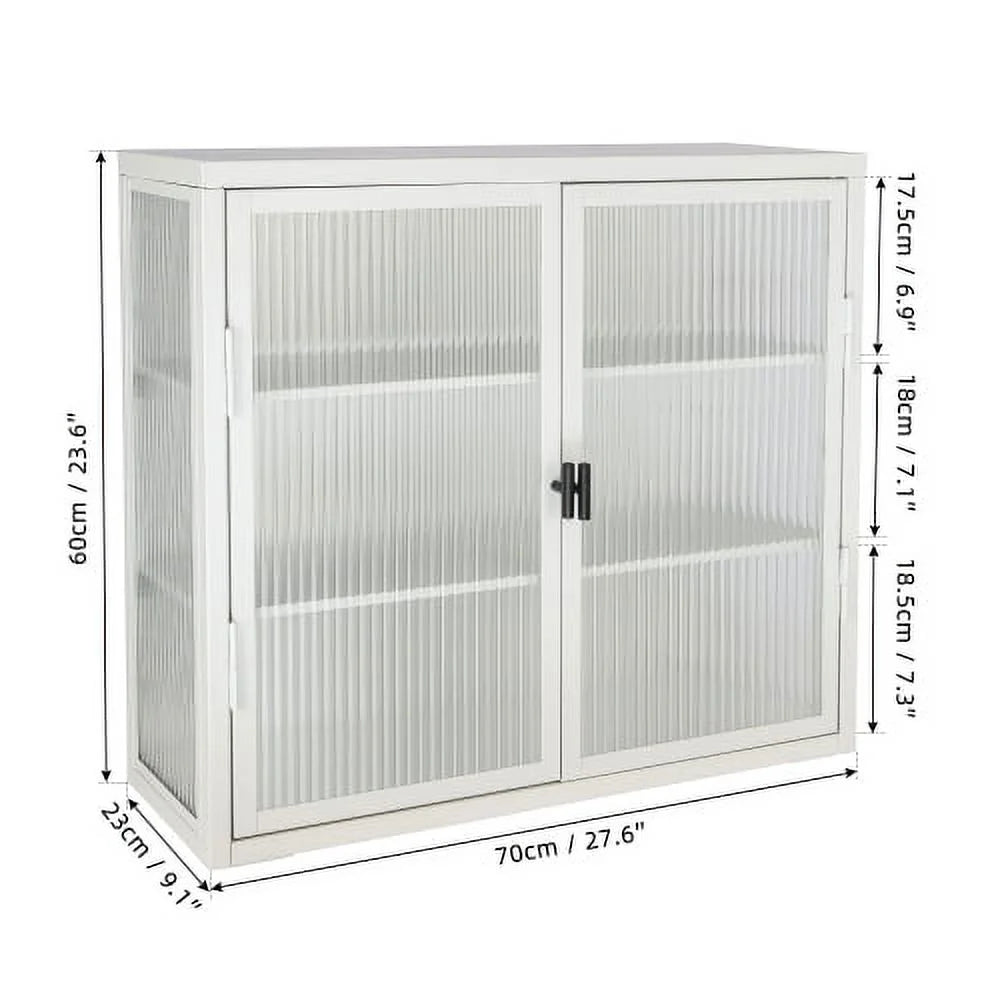 Haze Double Glass Door Wall Cabinet with Detachable Shelves E589