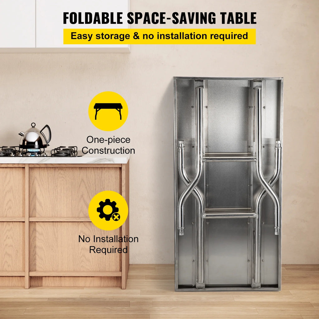 Stainless Steel Folding Prep Table 48 x 24 x 33.5 inch T127602