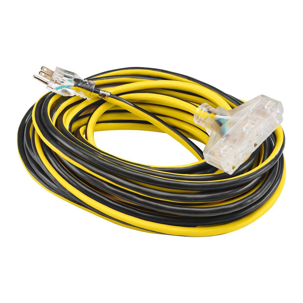 50 ft. 12/3 Gauge Multiple Outlet Extension Cord with Indicator Light, Yellow, Black A990