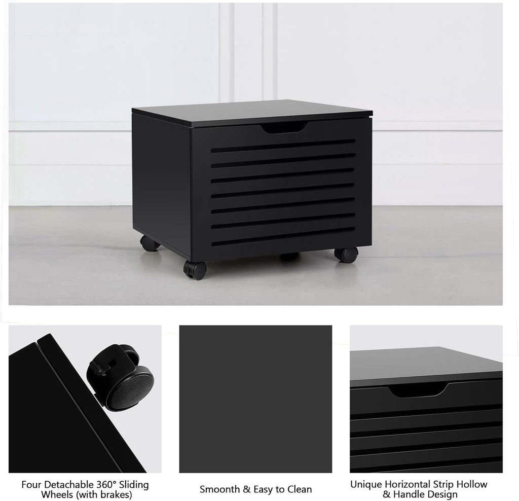 Black Rolling File Cabinet with Drawer Z33457