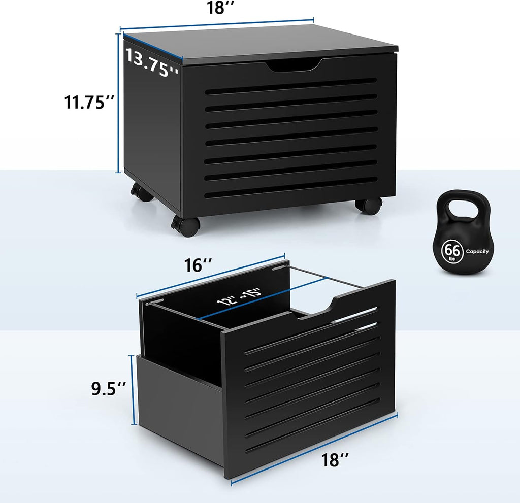 Black Rolling File Cabinet with Drawer Z33457