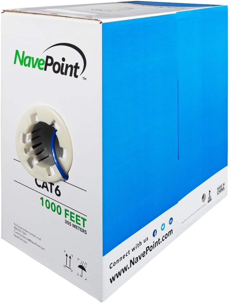 Cat6 1000ft Blue Solid Bulk Ethernet Cable U330898