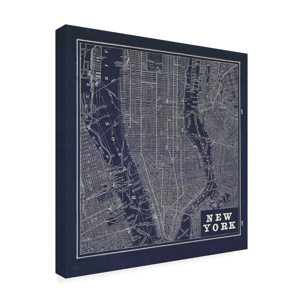 Blueprint Map New York Square 24x24 Canvas Art R815