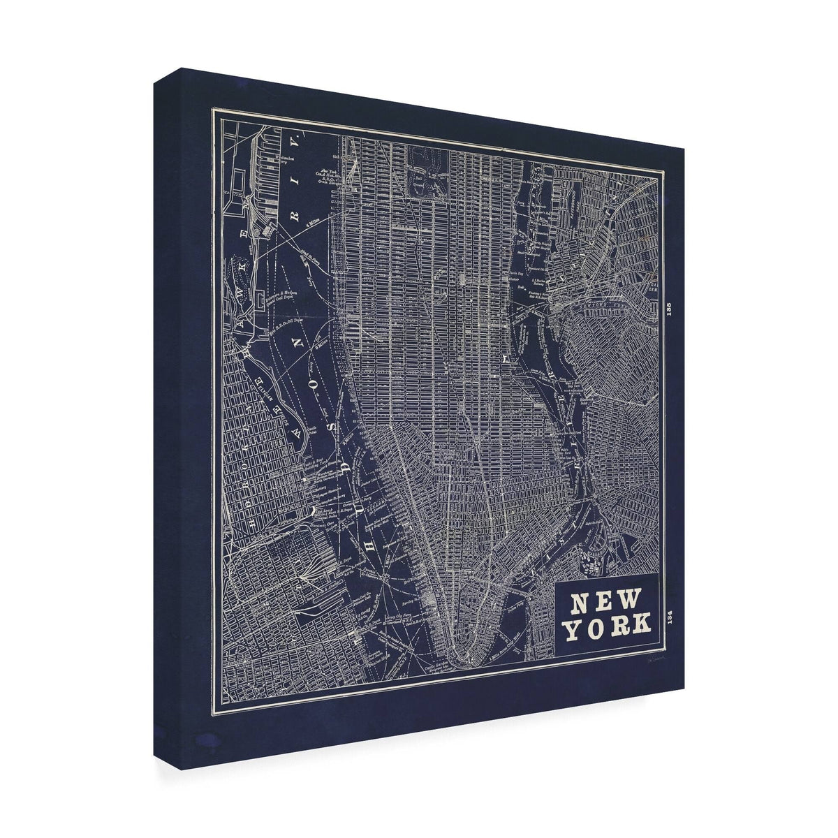 Blueprint Map New York Square 24x24 Canvas Art R815