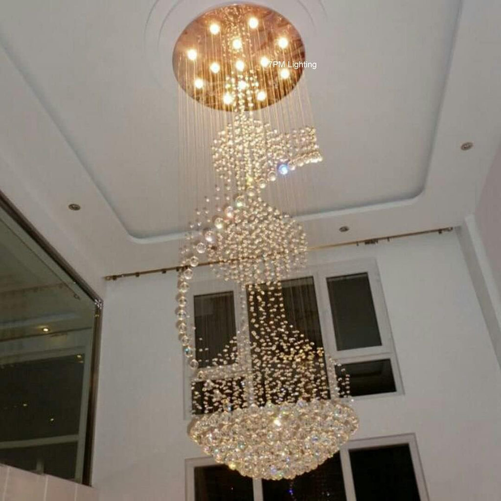 Modern Contemporary Spiral Round Rain Drop K9 Crystal Chandelier Light Fixture P9001