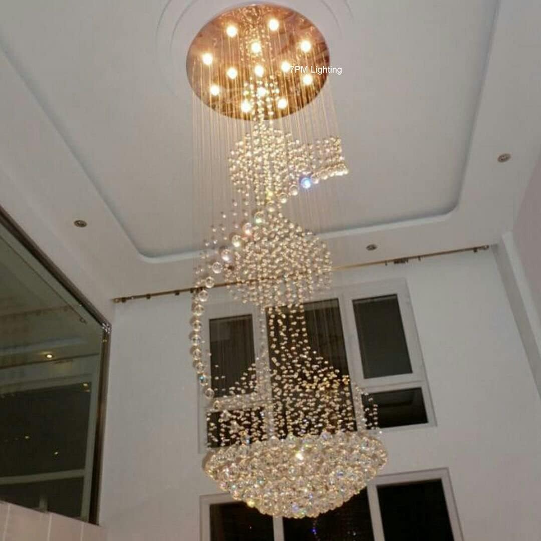 Modern Contemporary Spiral Round Rain Drop K9 Crystal Chandelier Light Fixture P9001