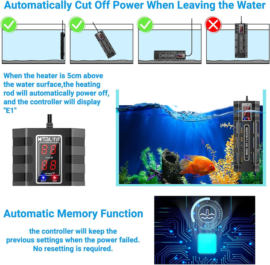 200W/300W/500W Submersible Aquarium Heater Y28626