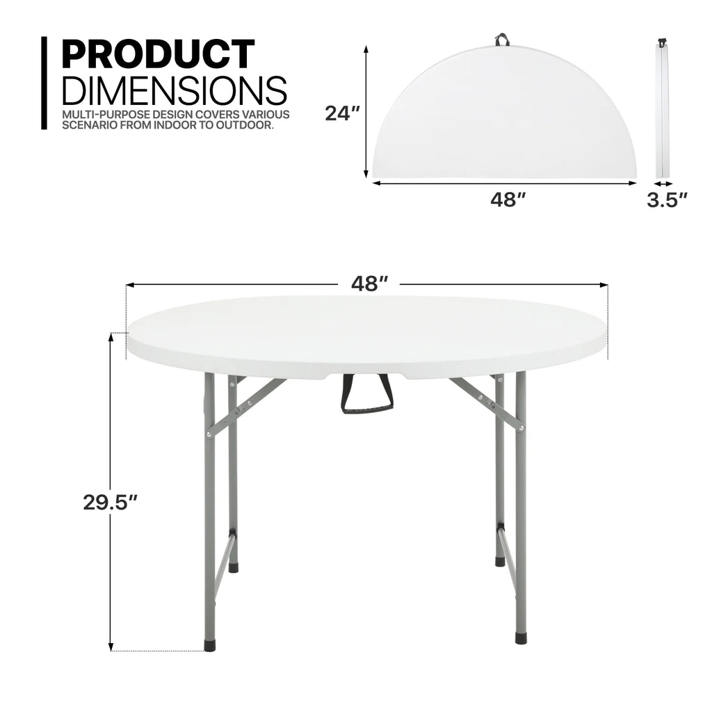 7 Pieces 4 FT Folding Round Table and Chair Set Q76116