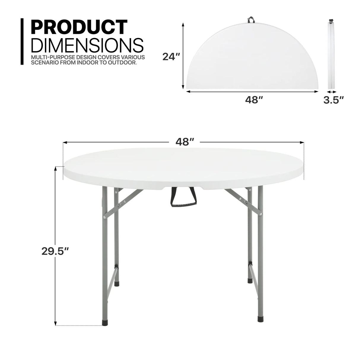 7 Pieces 4 FT Folding Round Table and Chair Set Q76116