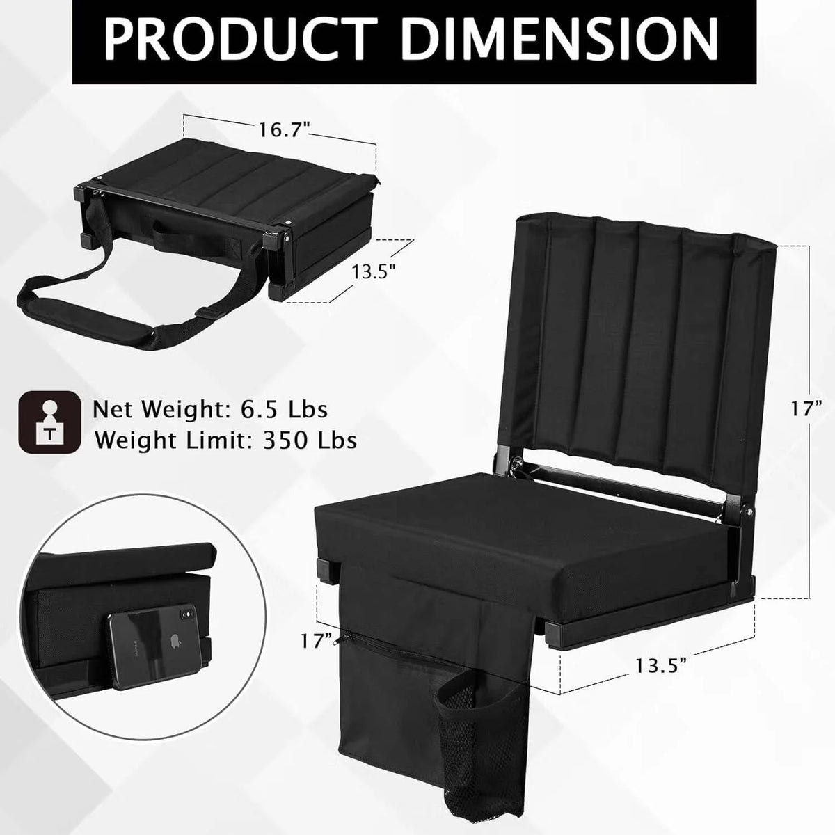 Padded Foldable Stadium Seat with Cup Holder P58542