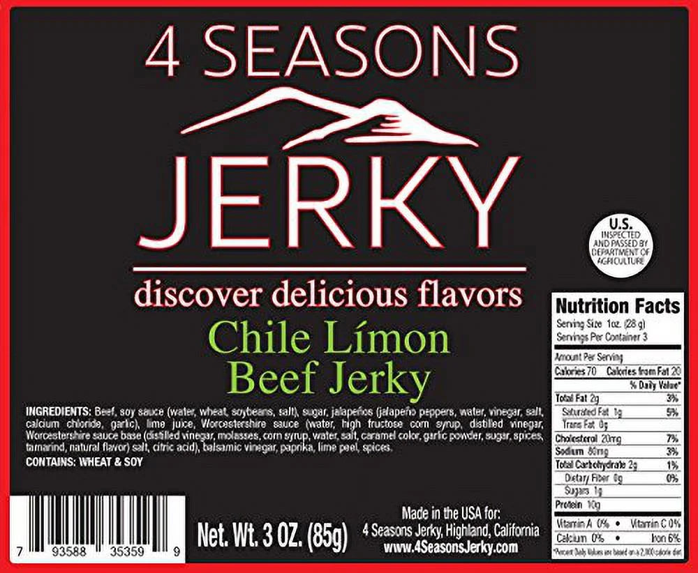 Chile Limon Carne Asada Jerky 3 Pack 2.75 Oz A503
