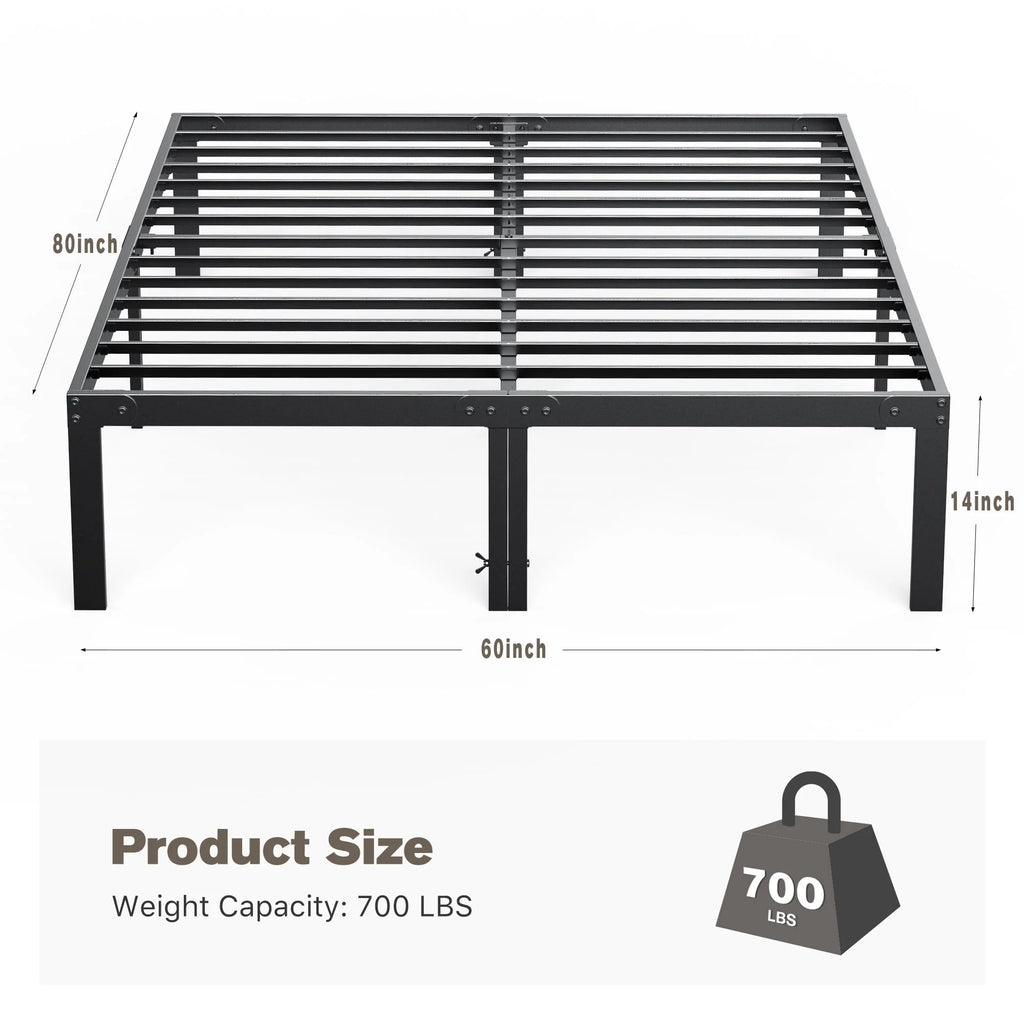 Full Size Heavy Duty Platform Bed Frame with Underbed Storage K5973