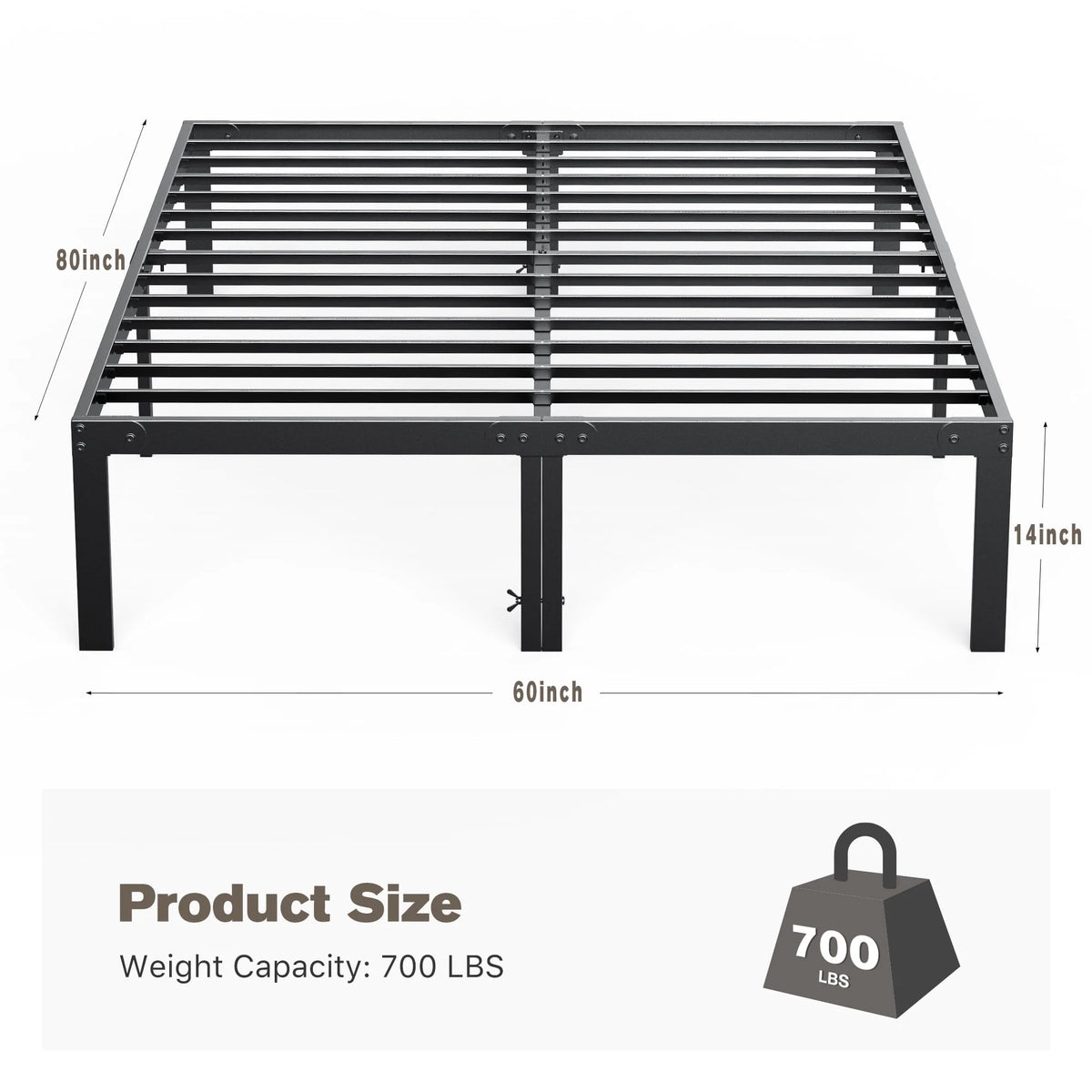 Full Size Heavy Duty Platform Bed Frame with Underbed Storage K5973