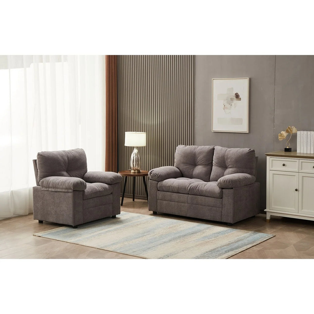 Linen 2 Piece Living Room Set Brown A9570