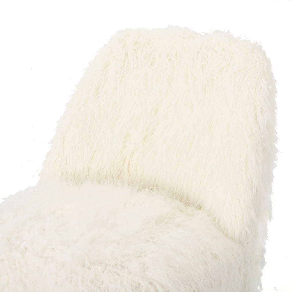 White Faux Fur Accent Chair J294