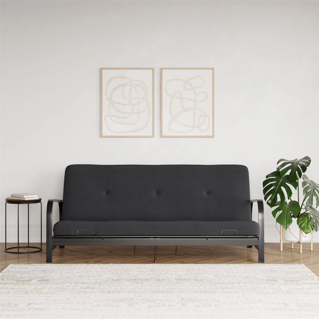 6-Inch Full Black Linen Futon Mattress L23148