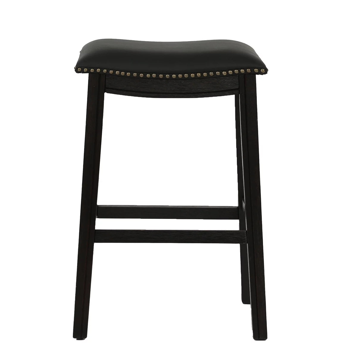 29" Black Faux Leather Saddle Bar Stool Set of 2 X8948