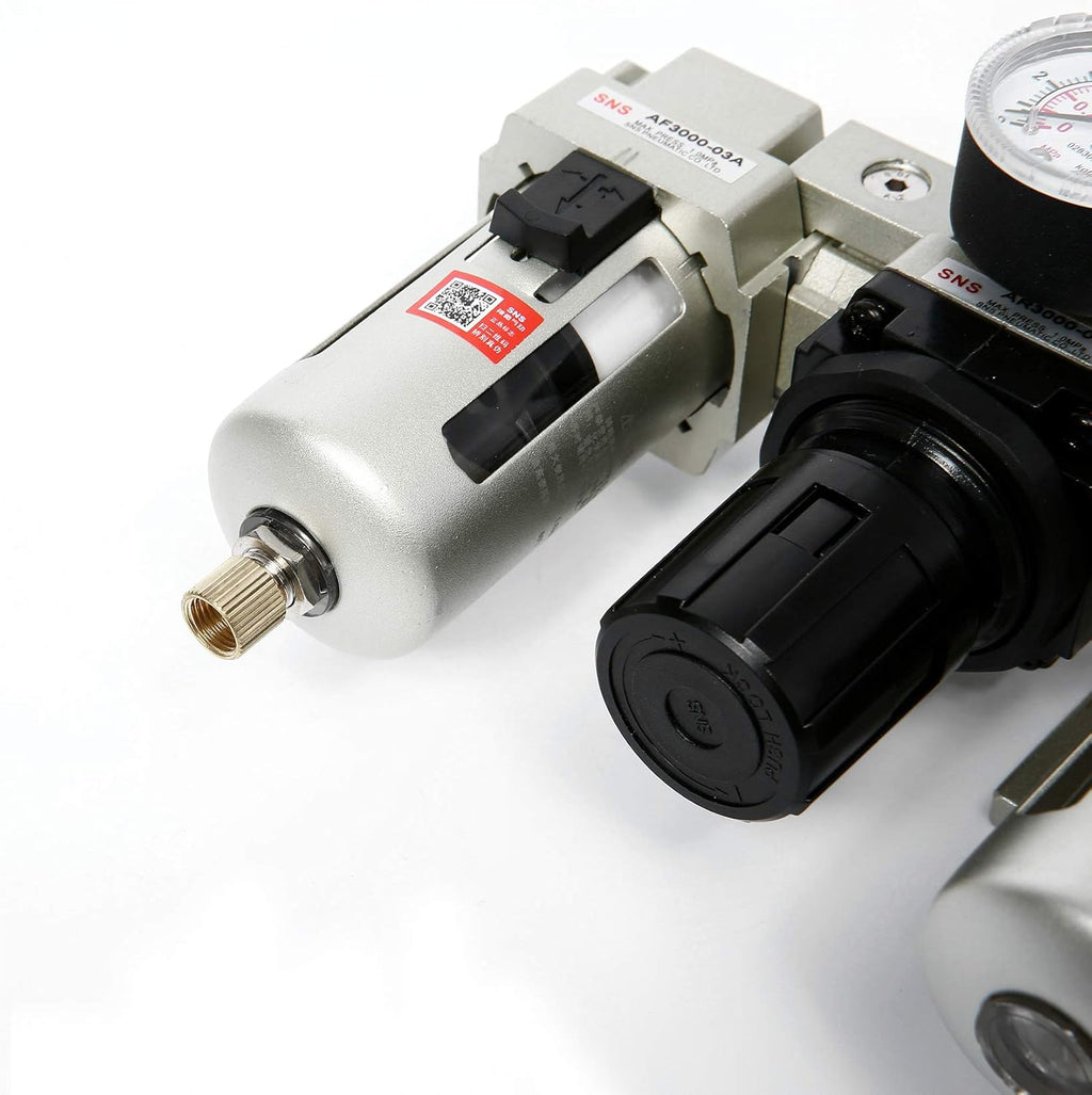 Compressed Air Filter Regulator Lubricator 1/4 NPT with Gauge and Bracket P1134