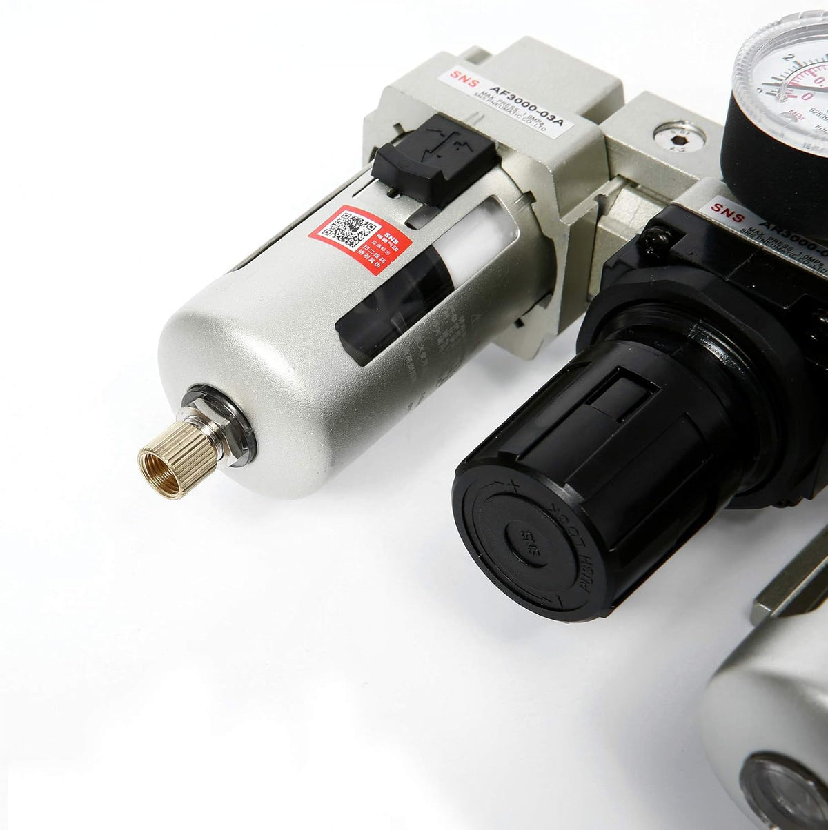 Compressed Air Filter Regulator Lubricator 1/4 NPT with Gauge and Bracket P1134