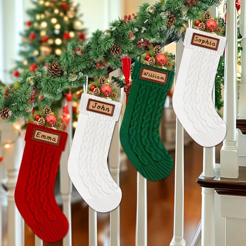 Knitted Christmas Stockings Set of 4 White Red Green Z683662