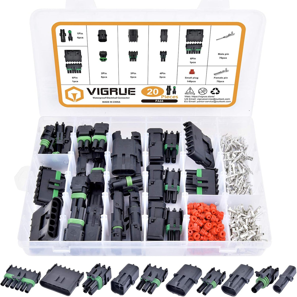 301Pcs 20 Kits Waterproof Car Electrical Wire Connector Terminals Plug Kit D305