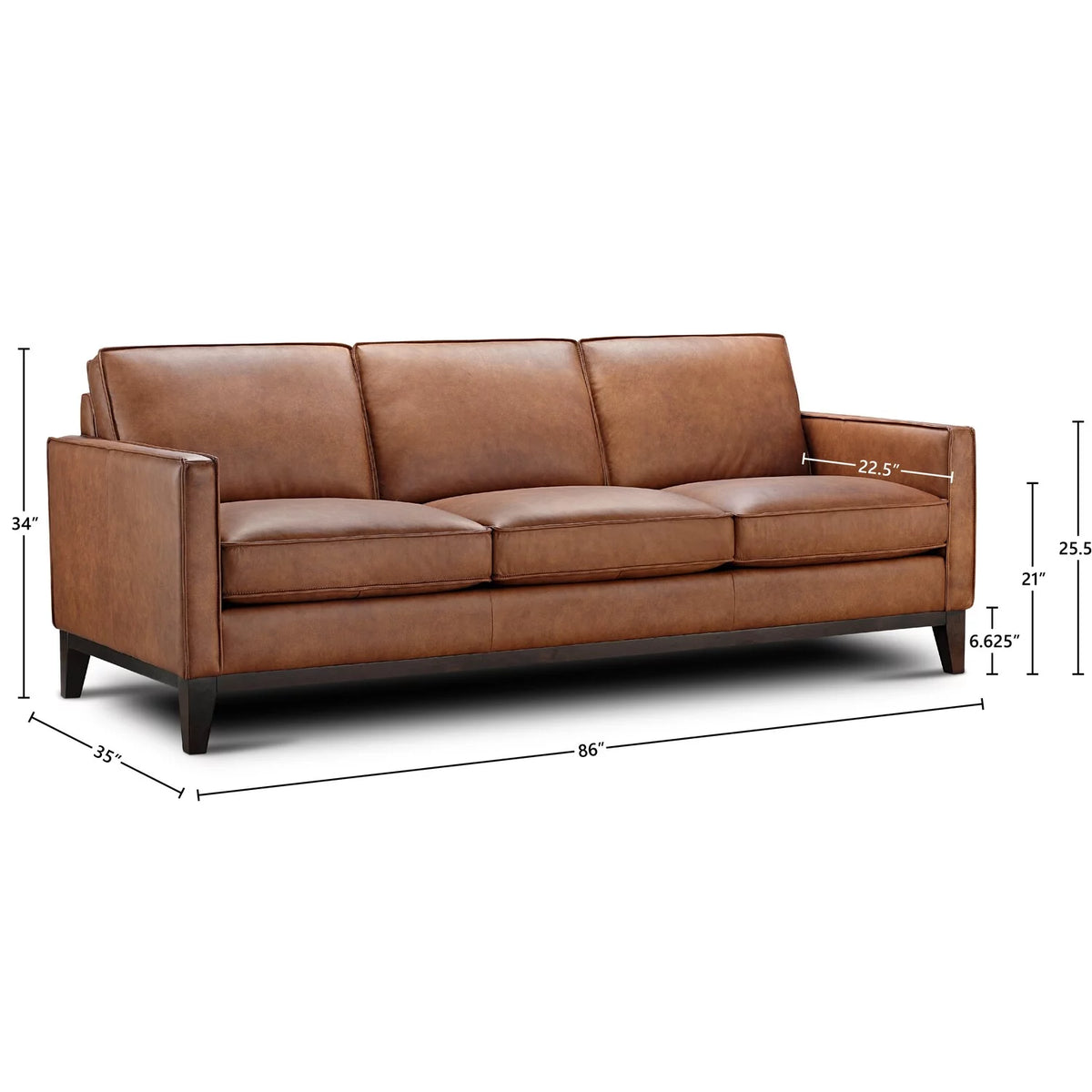 86" Brown Top Grain Leather Sofa U872613