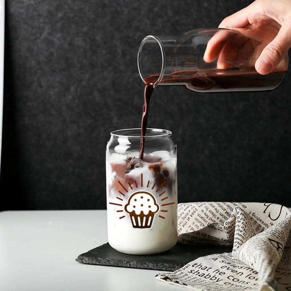 48 Pack 16oz Clear Glass Mug with Bamboo Lid and Glass Straw W2820