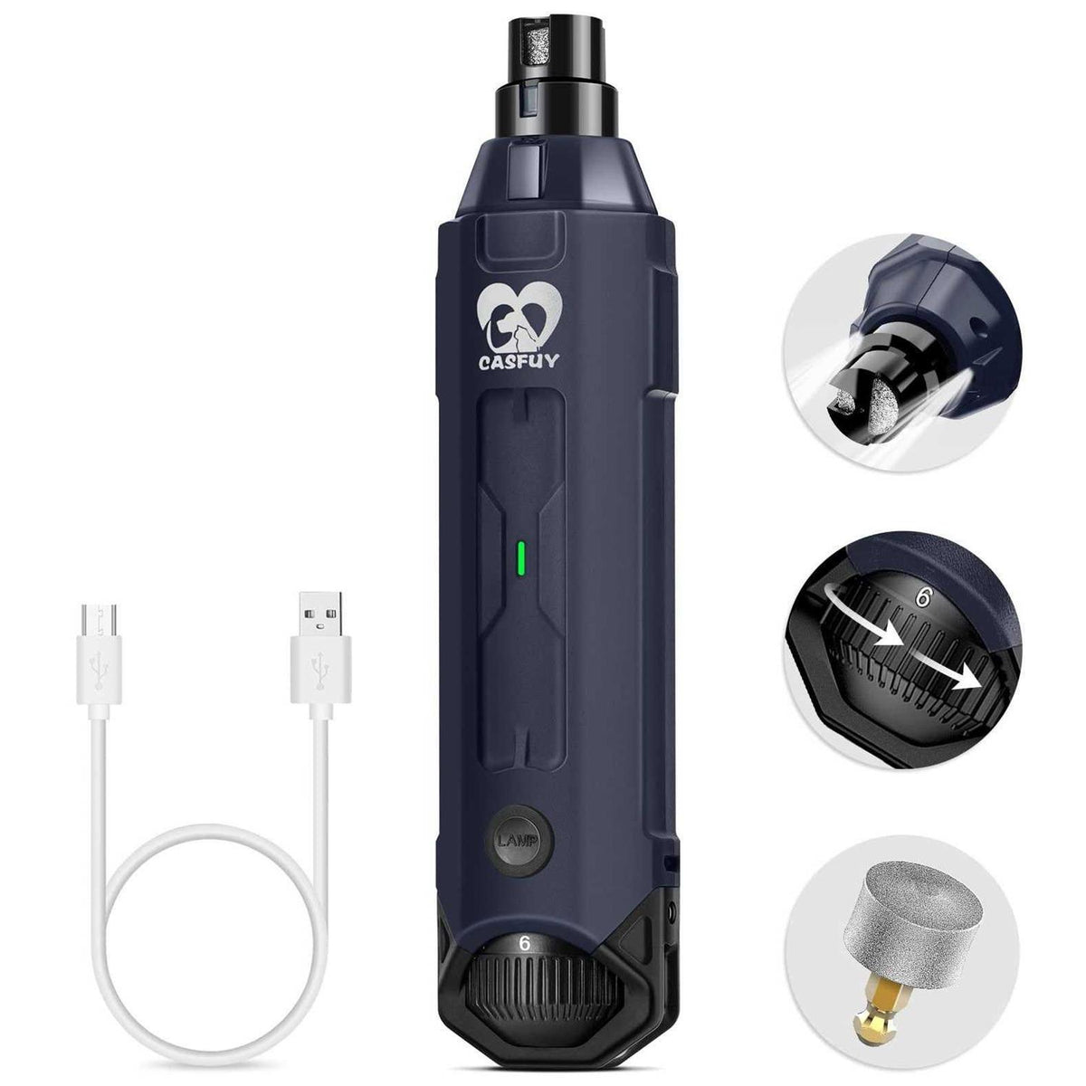 6-Speed Rechargeable Electric Dog Nail Grinder D60725