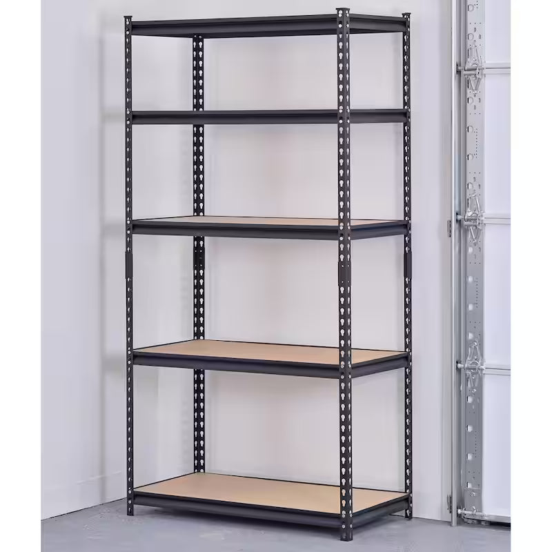 5-Tier Heavy Duty Steel Shelving Unit in Black Z30556